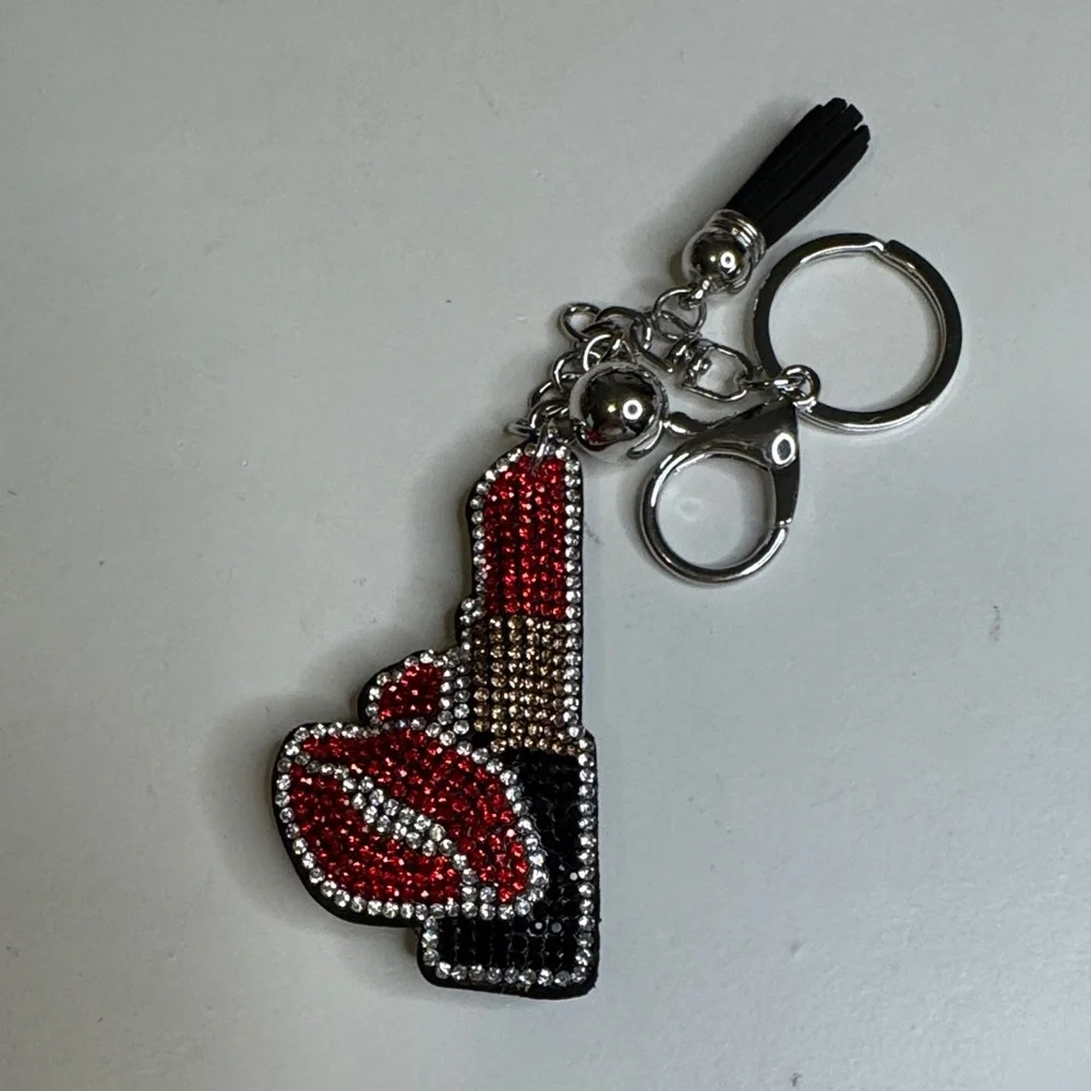 Red and Black Lipstick Keychain